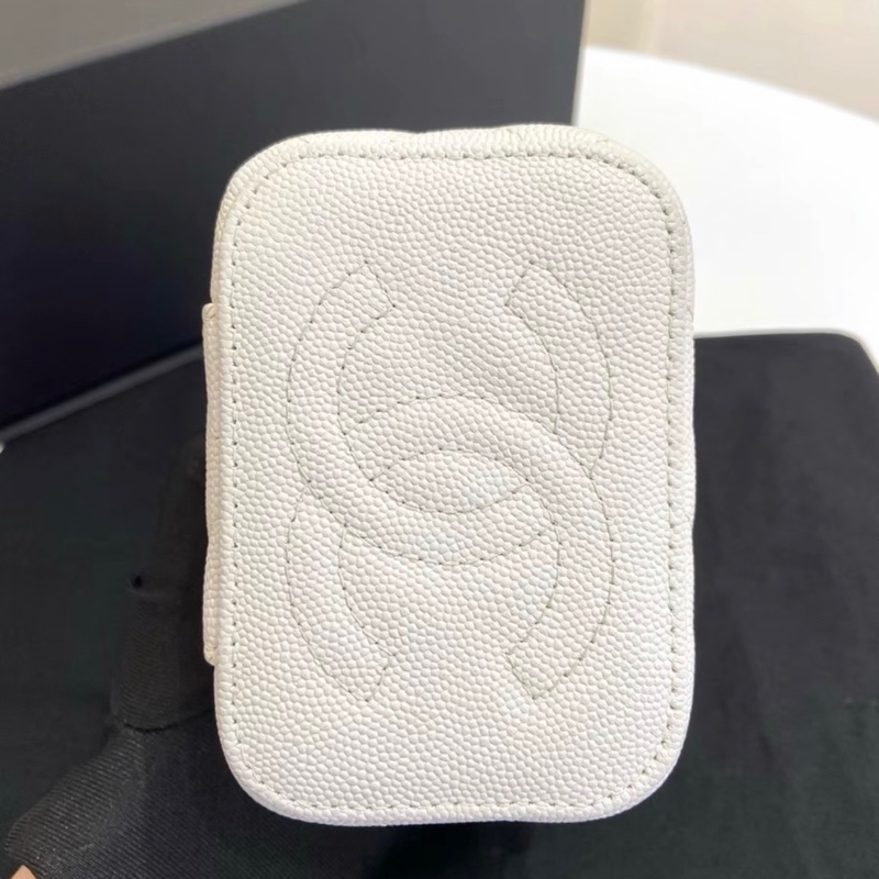 【97新 ✨ 全網最低價!】Chanel香奈兒 白色金扣 荔枝牛皮 化妝盒 方盒子 有鏡子(下單前先詢問庫存❗️)-5