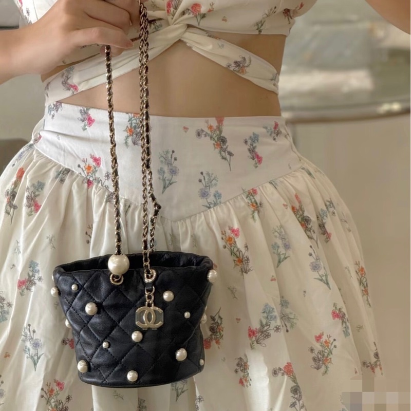 【98新 ✨ 全網最低價！】Chanel 香奈兒21s黑金 mini 珍珠 水桶包（下單前先詢問庫存❗️）-2