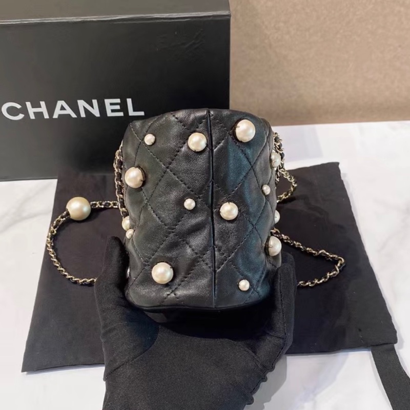 【98新 ✨ 全網最低價！】Chanel 香奈兒21s黑金 mini 珍珠 水桶包（下單前先詢問庫存❗️）-7