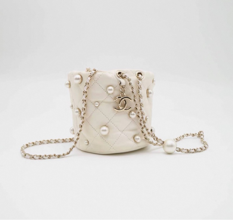 【97新 ✨ 全網最低價!】Chanel奶白珍珠mini水桶單肩包(下單前先詢問庫存❗️)-5