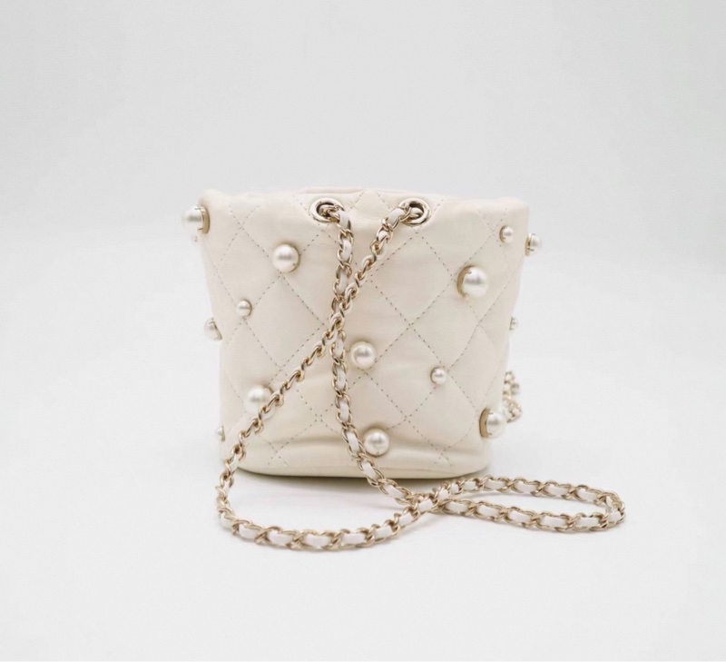 【97新 ✨ 全網最低價!】Chanel奶白珍珠mini水桶單肩包(下單前先詢問庫存❗️)-6