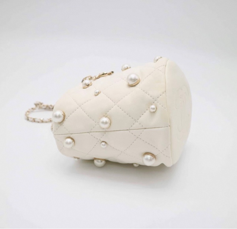 【97新 ✨ 全網最低價!】Chanel奶白珍珠mini水桶單肩包(下單前先詢問庫存❗️)-7