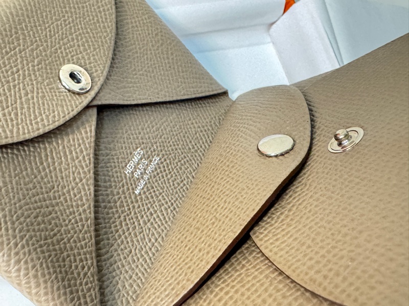 全新❤️Hermes Calvi Duo 經典大象灰/卡片零錢包-2