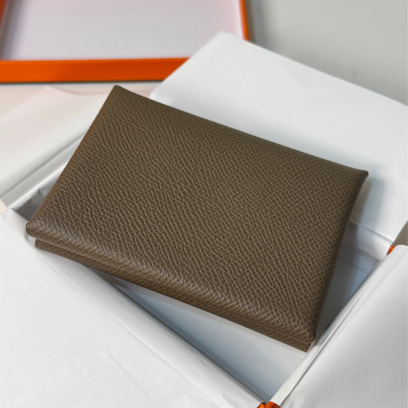 全新❤️Hermes Calvi Duo 經典大象灰/卡片零錢包-7