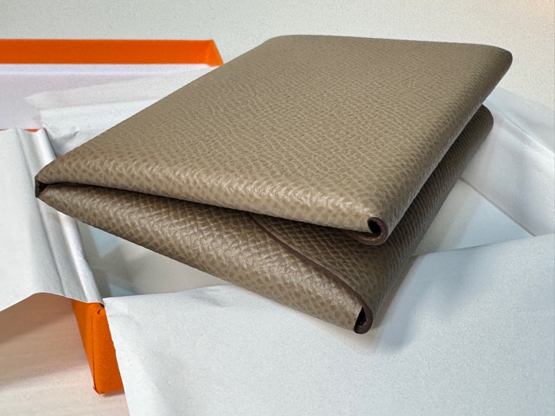 全新❤️Hermes Calvi Duo 經典大象灰/卡片零錢包-8