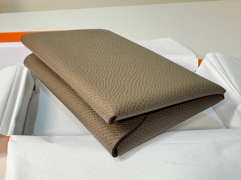 全新❤️Hermes Calvi Duo 經典大象灰/卡片零錢包-9