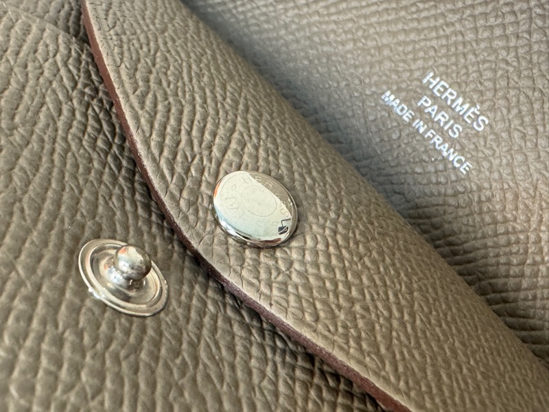 全新❤️Hermes Calvi Duo 經典大象灰/卡片零錢包-12