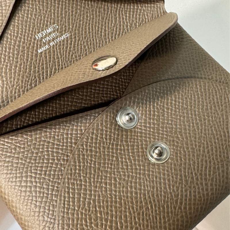 全新❤️Hermes Calvi Duo 經典大象灰/卡片零錢包-13