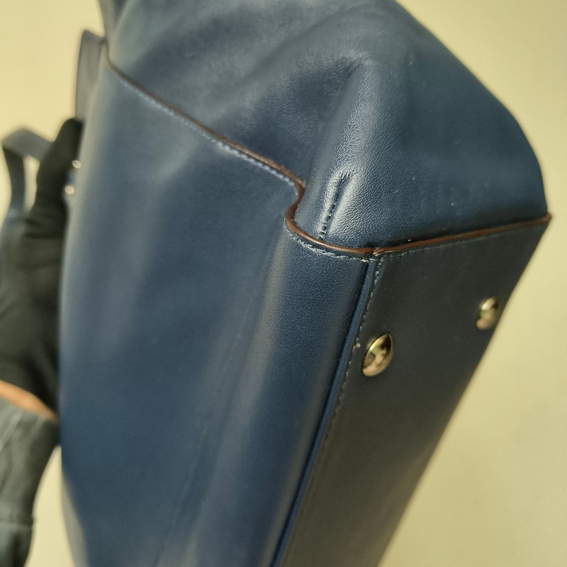 ㊣✨COACH✨蔻馳 藍色 拼色 口袋 皮革 肩背包 手提包 托特包 文件包/二手包/二手精品🌳二手樹屋🌳-6