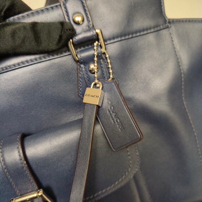 ㊣✨COACH✨蔻馳 藍色 拼色 口袋 皮革 肩背包 手提包 托特包 文件包/二手包/二手精品🌳二手樹屋🌳-15