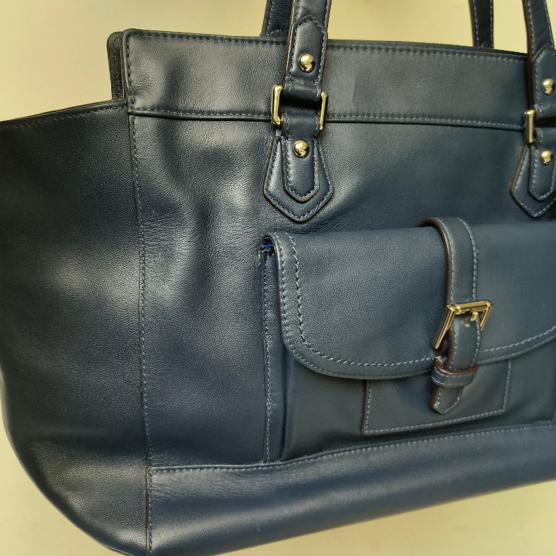 ㊣✨COACH✨蔻馳 藍色 拼色 口袋 皮革 肩背包 手提包 托特包 文件包/二手包/二手精品🌳二手樹屋🌳-16