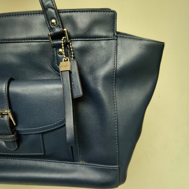 ㊣✨COACH✨蔻馳 藍色 拼色 口袋 皮革 肩背包 手提包 托特包 文件包/二手包/二手精品🌳二手樹屋🌳-17