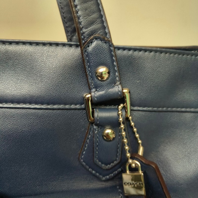 ㊣✨COACH✨蔻馳 藍色 拼色 口袋 皮革 肩背包 手提包 托特包 文件包/二手包/二手精品🌳二手樹屋🌳-23