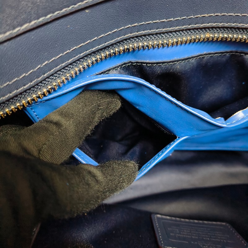 ㊣✨COACH✨蔻馳 藍色 拼色 口袋 皮革 肩背包 手提包 托特包 文件包/二手包/二手精品🌳二手樹屋🌳-59