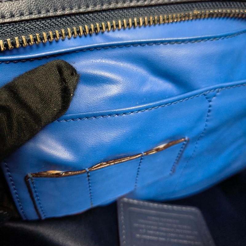 ㊣✨COACH✨蔻馳 藍色 拼色 口袋 皮革 肩背包 手提包 托特包 文件包/二手包/二手精品🌳二手樹屋🌳-60