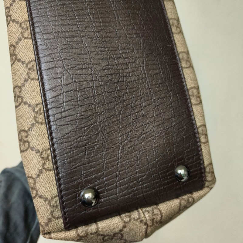 ㊣✨GUCCI✨(附防塵袋)古馳 GG 老花 塗層帆布 皮革 通勤 手提包 文件包 琴譜包/二手包/保證正品🌳二手樹屋🌳-12