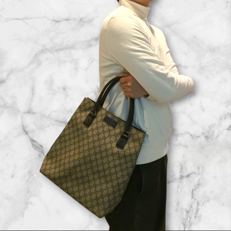 ㊣✨GUCCI✨(附防塵袋)古馳 GG 老花 塗層帆布 皮革 通勤 手提包 文件包 琴譜包/二手包/保證正品🌳二手樹屋🌳-53