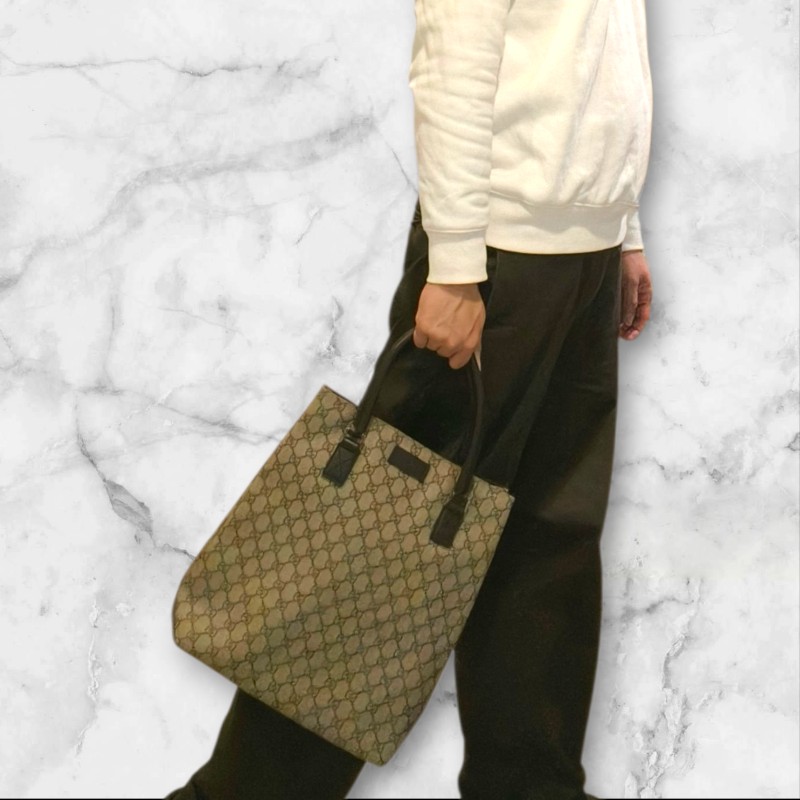 ㊣✨GUCCI✨(附防塵袋)古馳 GG 老花 塗層帆布 皮革 通勤 手提包 文件包 琴譜包/二手包/保證正品🌳二手樹屋🌳-54