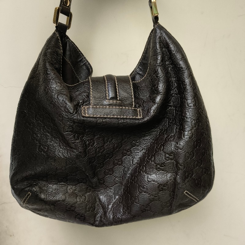 【8成新】㊣✨GUCCI✨(附防塵袋)古馳 GG 滿版 浮雕 老花 可可色 半月包 腋下包 肩背包 托特包/二手包/保證正品🌳二手樹屋🌳-4