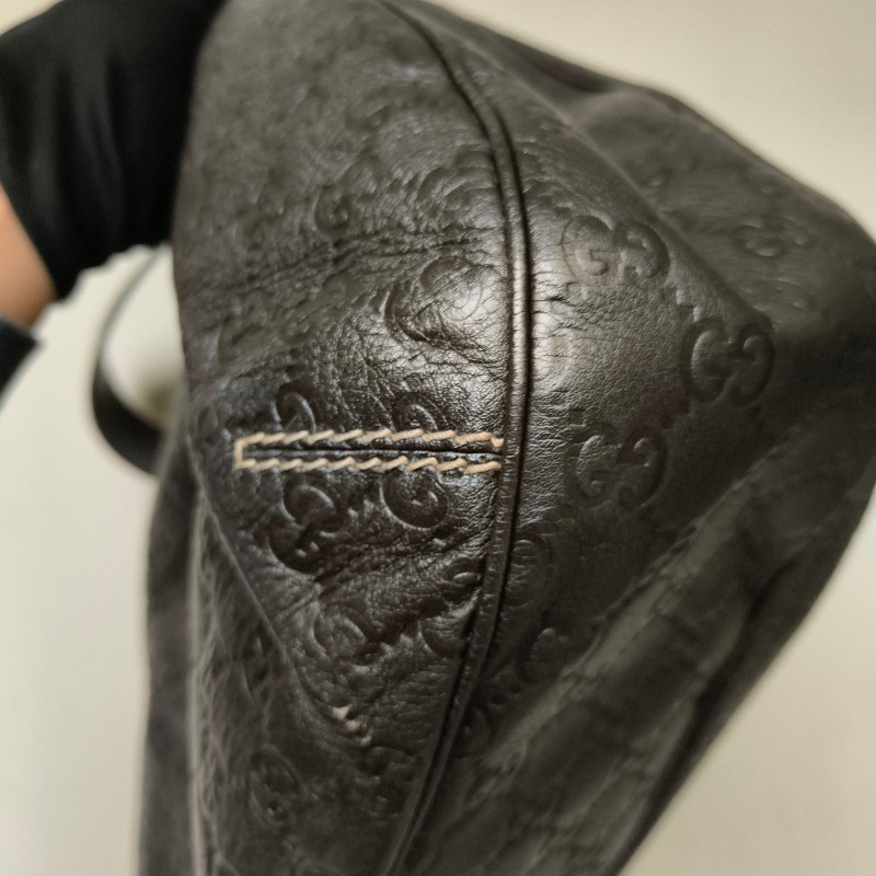 【8成新】㊣✨GUCCI✨(附防塵袋)古馳 GG 滿版 浮雕 老花 可可色 半月包 腋下包 肩背包 托特包/二手包/保證正品🌳二手樹屋🌳-7