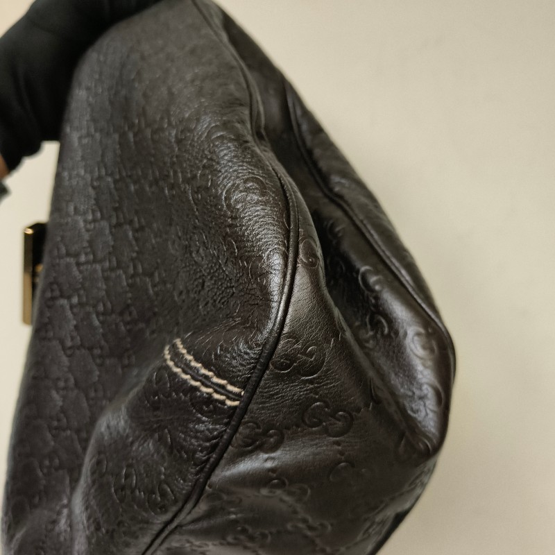 【8成新】㊣✨GUCCI✨(附防塵袋)古馳 GG 滿版 浮雕 老花 可可色 半月包 腋下包 肩背包 托特包/二手包/保證正品🌳二手樹屋🌳-9