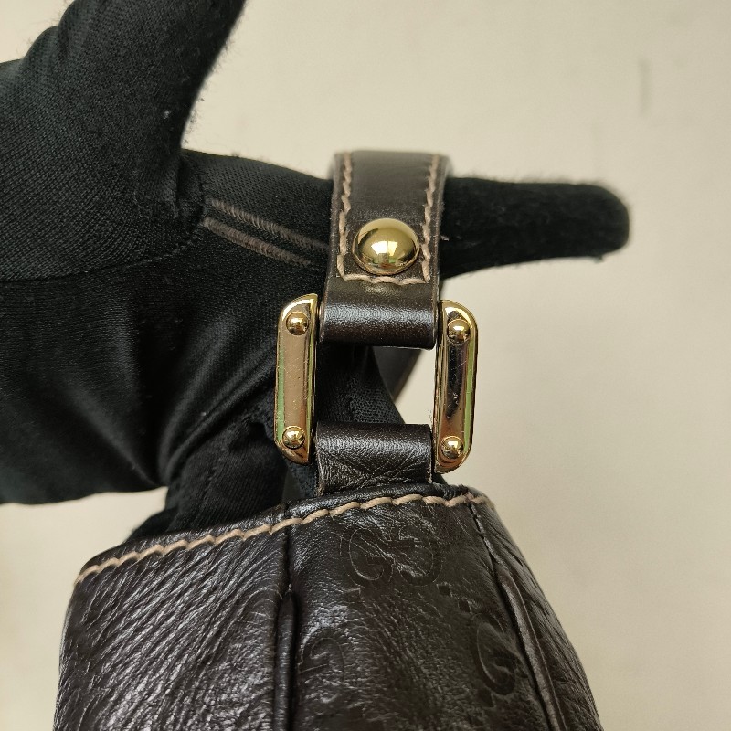 【8成新】㊣✨GUCCI✨(附防塵袋)古馳 GG 滿版 浮雕 老花 可可色 半月包 腋下包 肩背包 托特包/二手包/保證正品🌳二手樹屋🌳-17