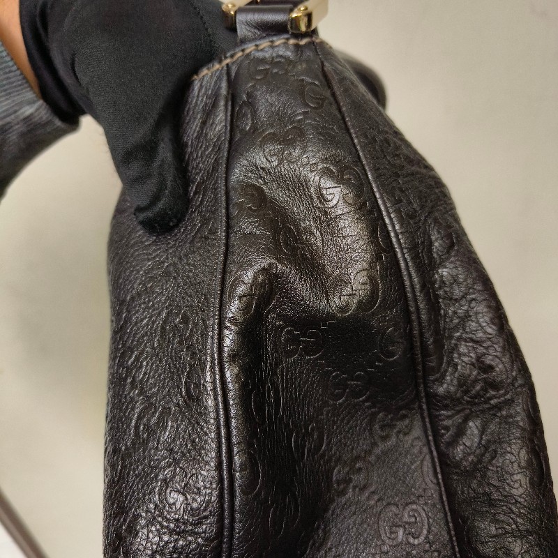 【8成新】㊣✨GUCCI✨(附防塵袋)古馳 GG 滿版 浮雕 老花 可可色 半月包 腋下包 肩背包 托特包/二手包/保證正品🌳二手樹屋🌳-18