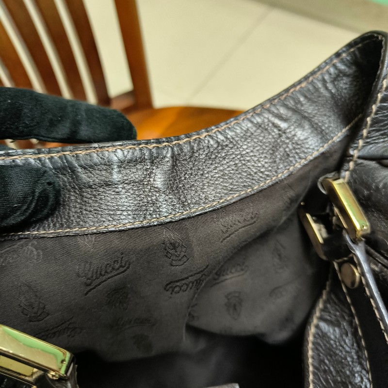 【8成新】㊣✨GUCCI✨(附防塵袋)古馳 GG 滿版 浮雕 老花 可可色 半月包 腋下包 肩背包 托特包/二手包/保證正品🌳二手樹屋🌳-38