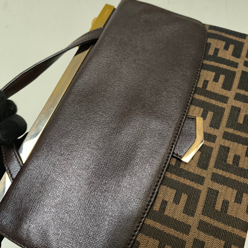 🫅女神購物節狂降(原$15800)‼️只到3/15⏰【8成新】㊣✨FENDI✨芬迪 FF 老花 皮革 兩用 郵差包 手提包 肩背包 斜背包/雙F/二手包/二手精品/保證正品-15