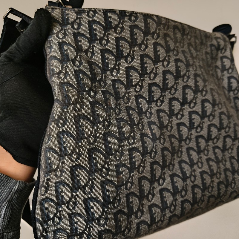 ㊣✨Christian Dior✨迪奧 CD 深藍色 老花 刺繡 輕量 郵差包 肩背包 斜背包/二手包/保證正品🌳二手樹屋🌳-12