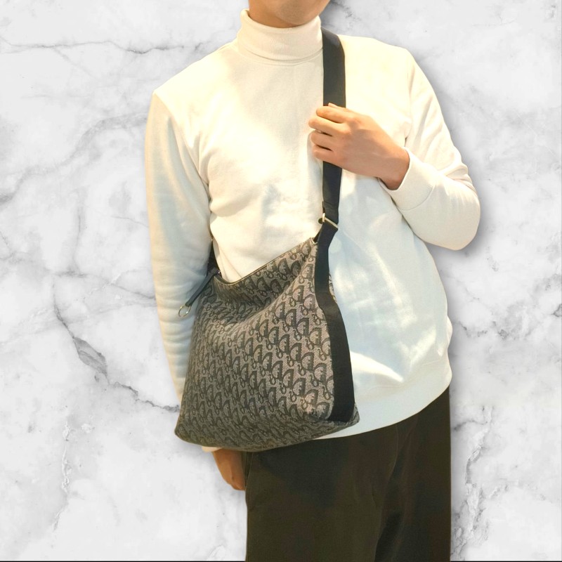 ㊣✨Christian Dior✨迪奧 CD 深藍色 老花 刺繡 輕量 郵差包 肩背包 斜背包/二手包/保證正品🌳二手樹屋🌳-49