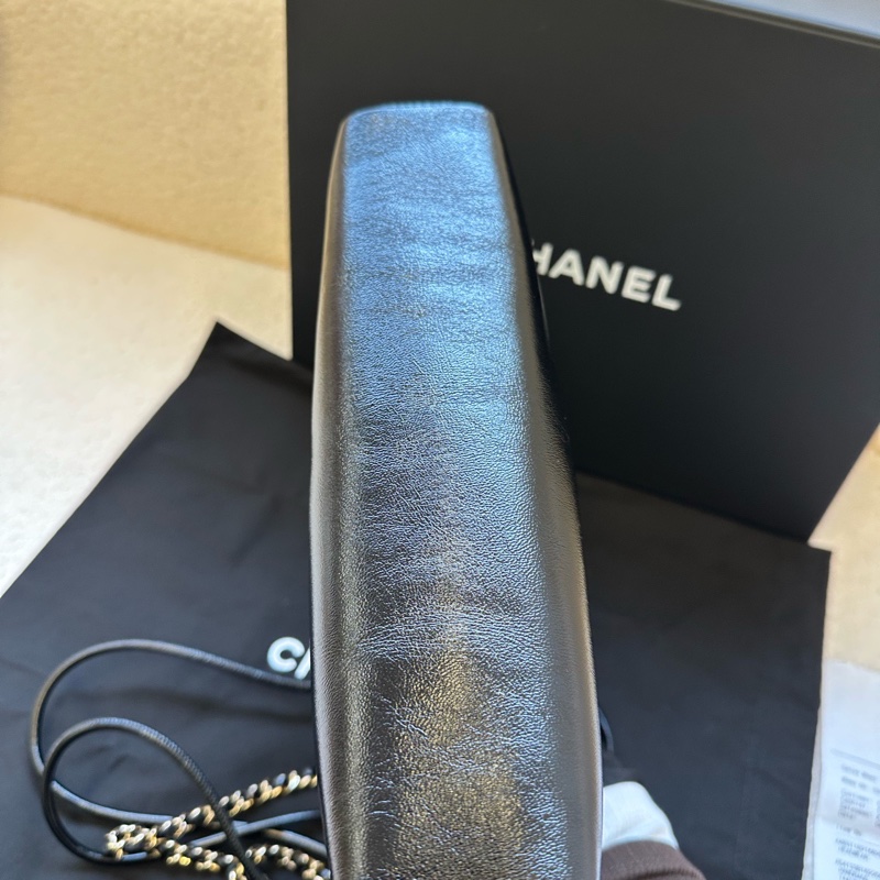 Chanel香奈兒31bag 黑色菱格紋油蠟皮25年晶片款羊皮材質金鍊 鍊條單肩斜挎手提包 迷你 女款 黑色全新正品,-2