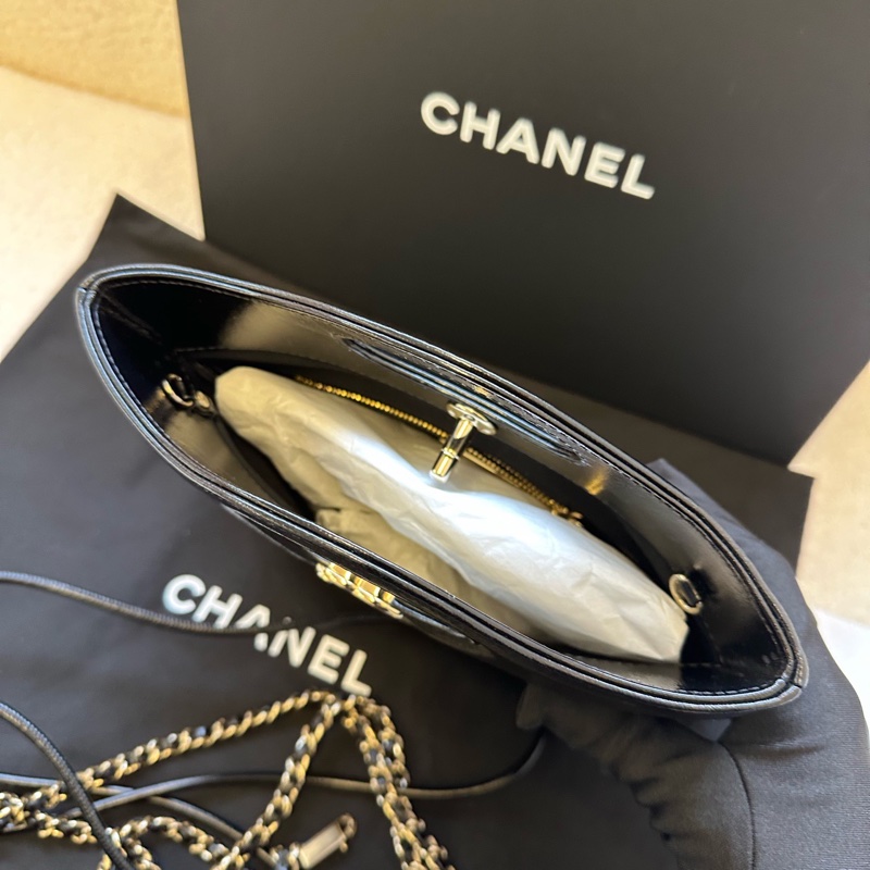 Chanel香奈兒31bag 黑色菱格紋油蠟皮25年晶片款羊皮材質金鍊 鍊條單肩斜挎手提包 迷你 女款 黑色全新正品,-3