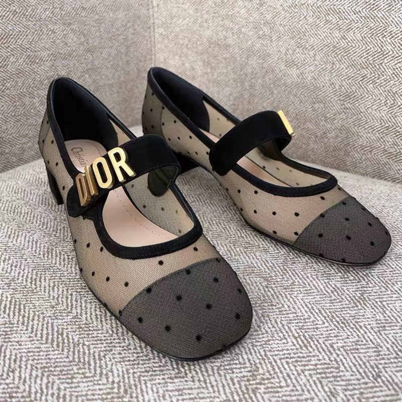 【96新 ✨ 全網最低價！】Dior 瑪莉珍 網紗波點 37碼數（下單前先詢問庫存❗️）-0