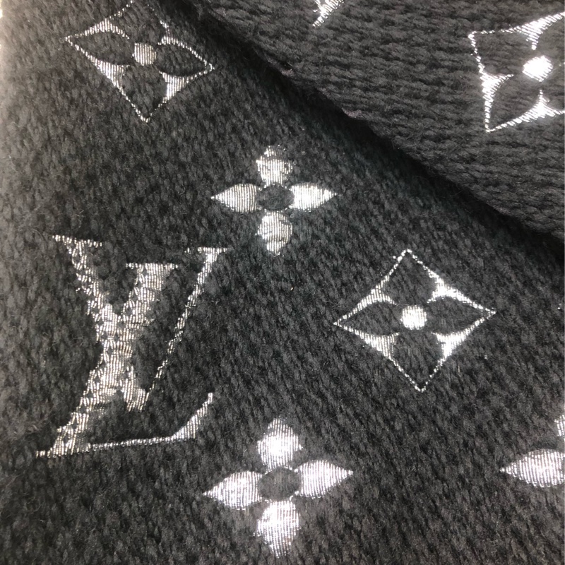 LV Black & Silver Wool 頸巾-3