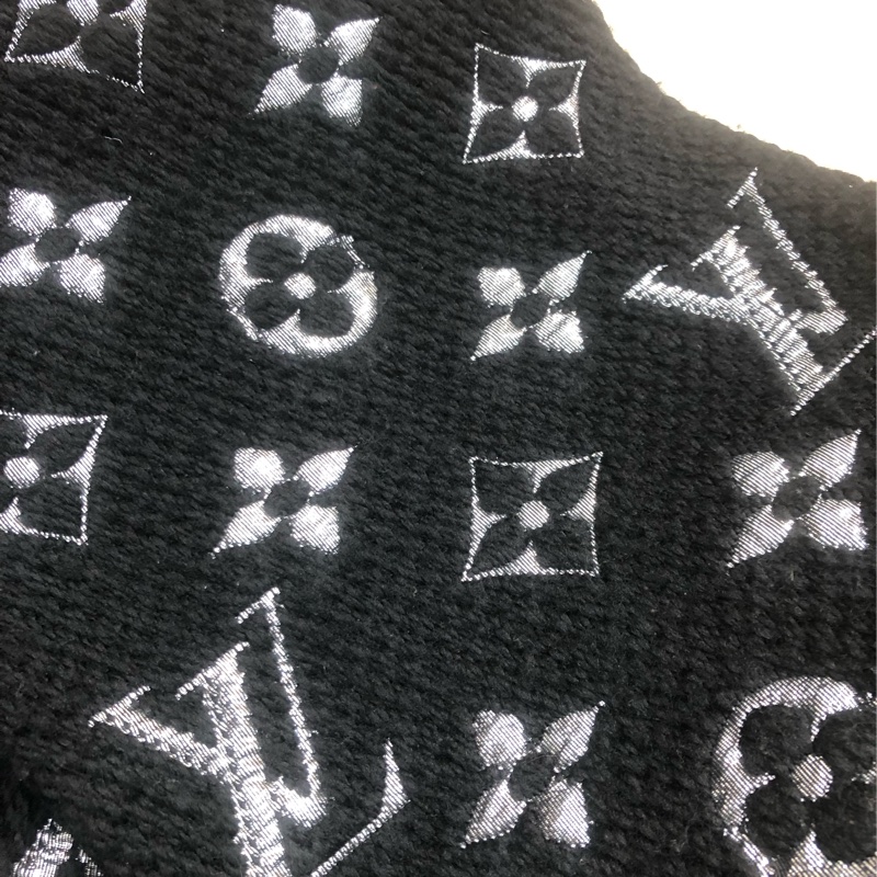 LV Black & Silver Wool 頸巾-4