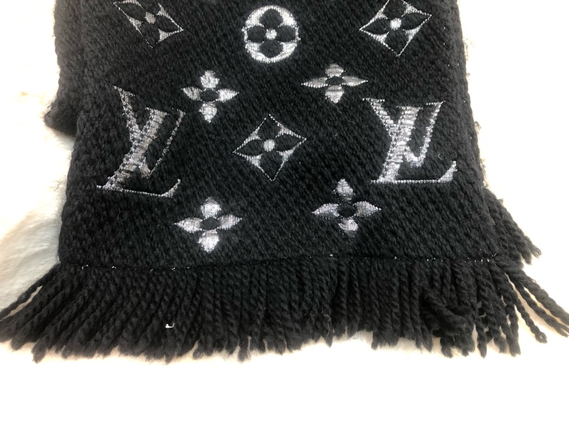 LV Black & Silver Wool 頸巾-5