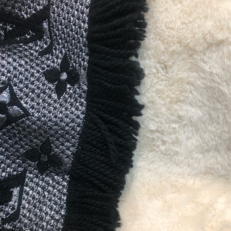 LV Black & Silver Wool 頸巾-7