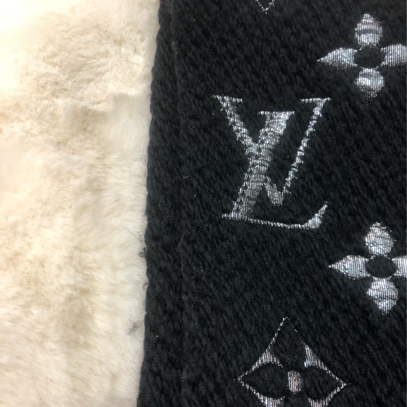 LV Black & Silver Wool 頸巾-10