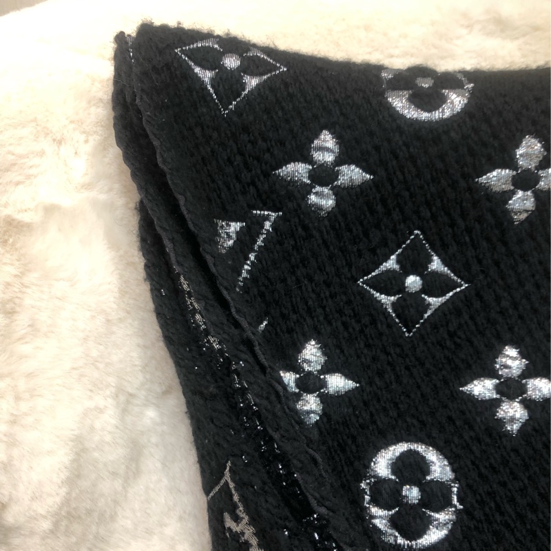 LV Black & Silver Wool 頸巾-13