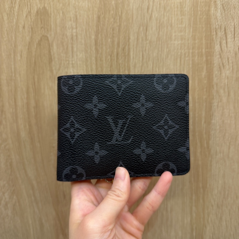 LV 黑灰原花Multiple對開5卡短夾M61695-0