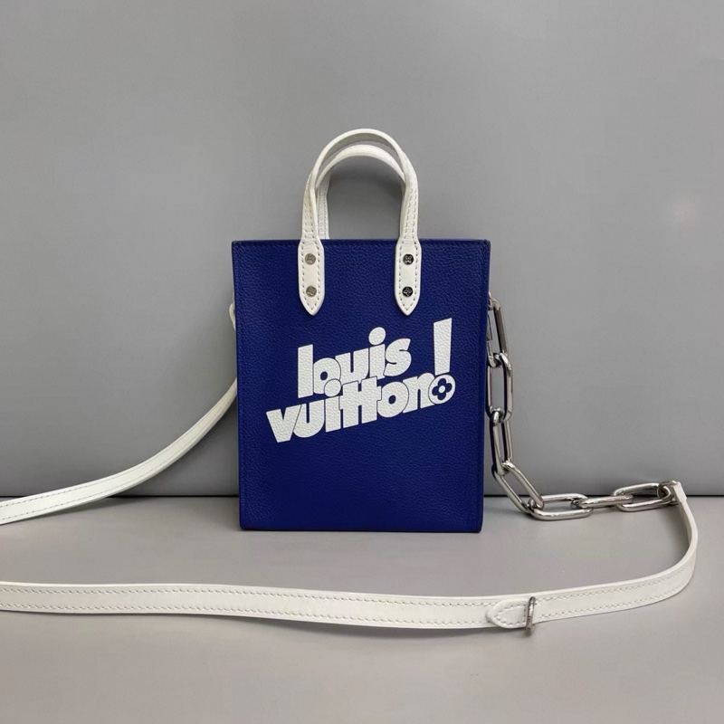 LV路易威登Sac Plat XS蓝色牛皮秀款琴谱包 芯片-0