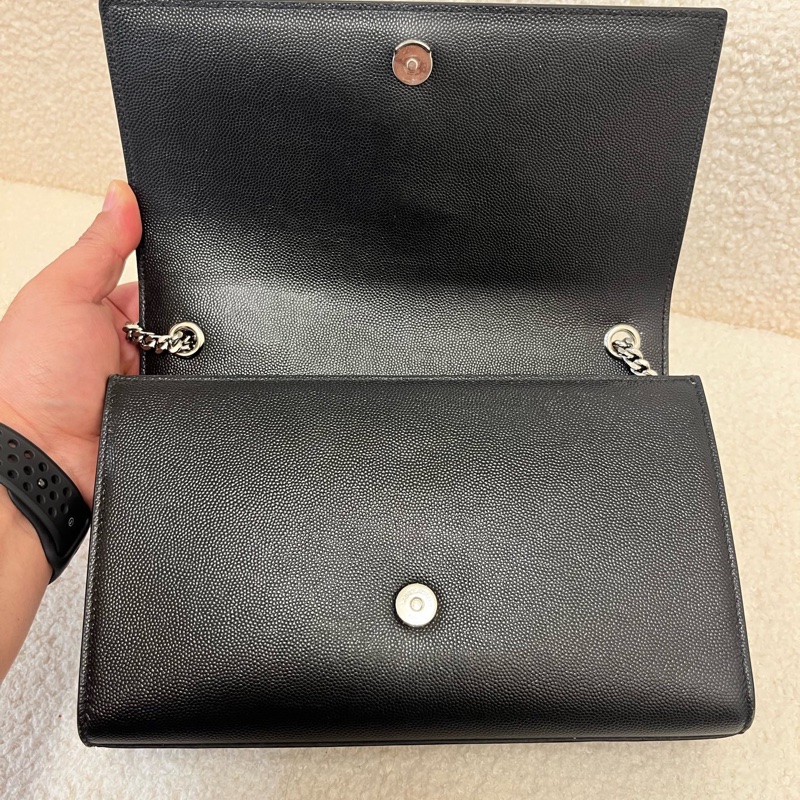 YSL/聖羅蘭 so black 中號kate 魚子醬牛皮鍊條包條包-2