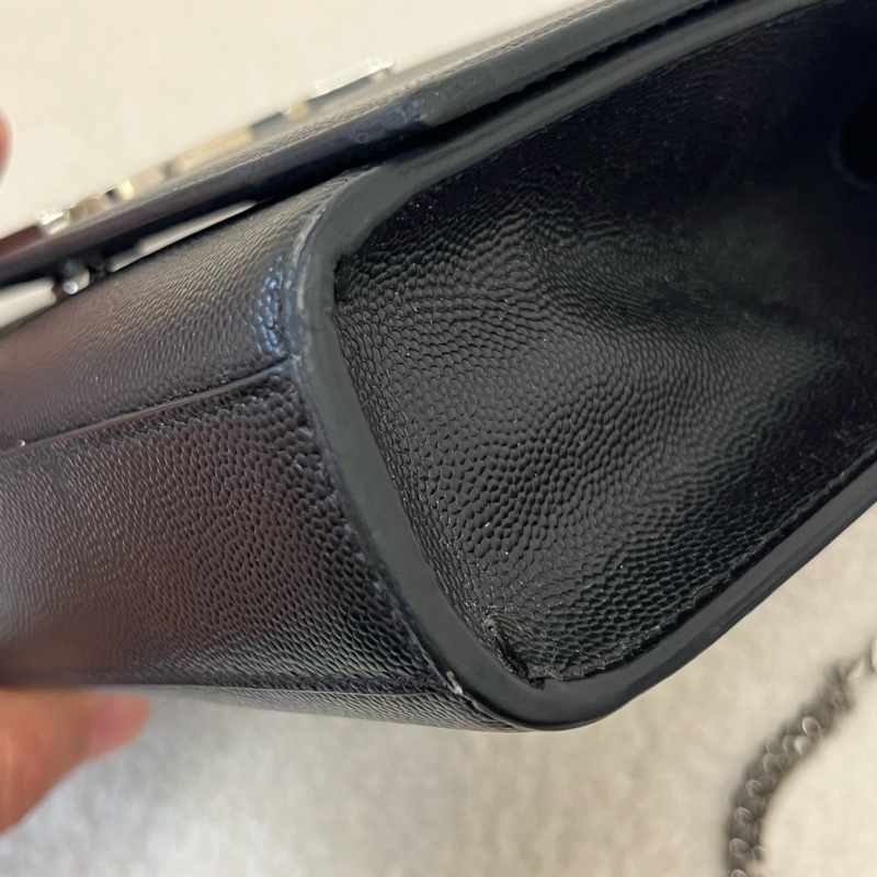 YSL/聖羅蘭 so black 中號kate 魚子醬牛皮鍊條包條包-5