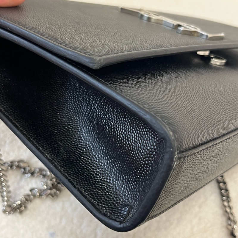 YSL/聖羅蘭 so black 中號kate 魚子醬牛皮鍊條包條包-6