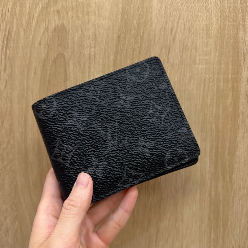 LV 黑灰原花Multiple 5卡對開短夾M61695-0