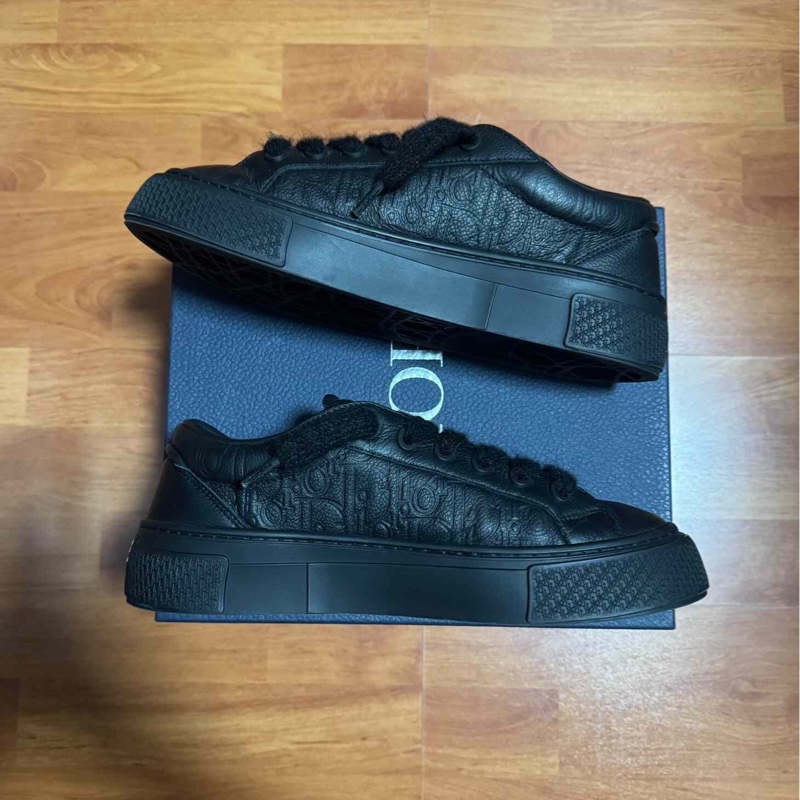 Dior正品迪奧B33厚底鞋 低幫CD滿印板鞋 男款 黑色 41碼-1