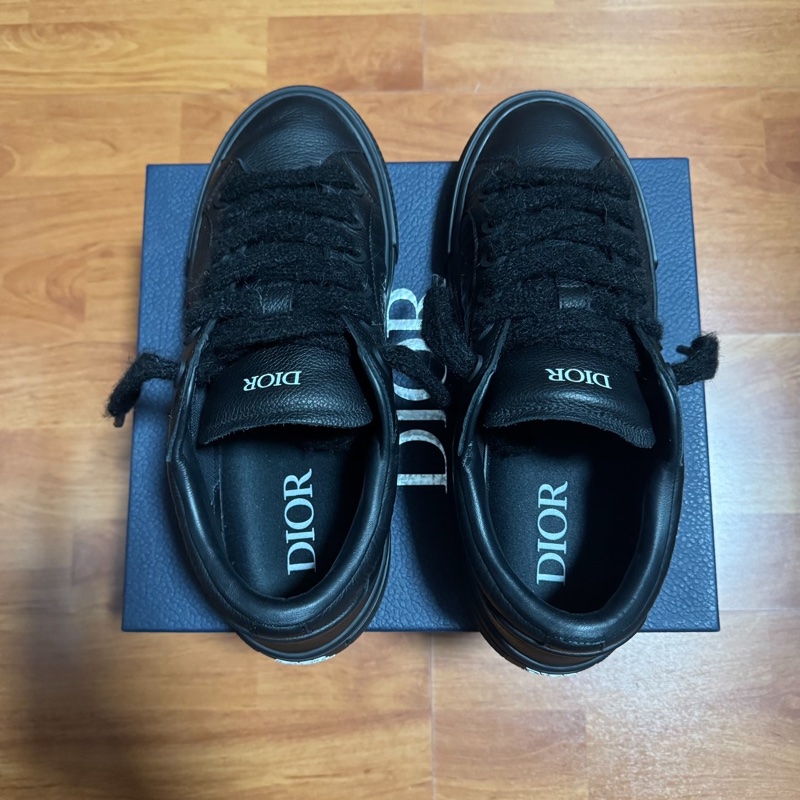 Dior正品迪奧B33厚底鞋 低幫CD滿印板鞋 男款 黑色 41碼-3