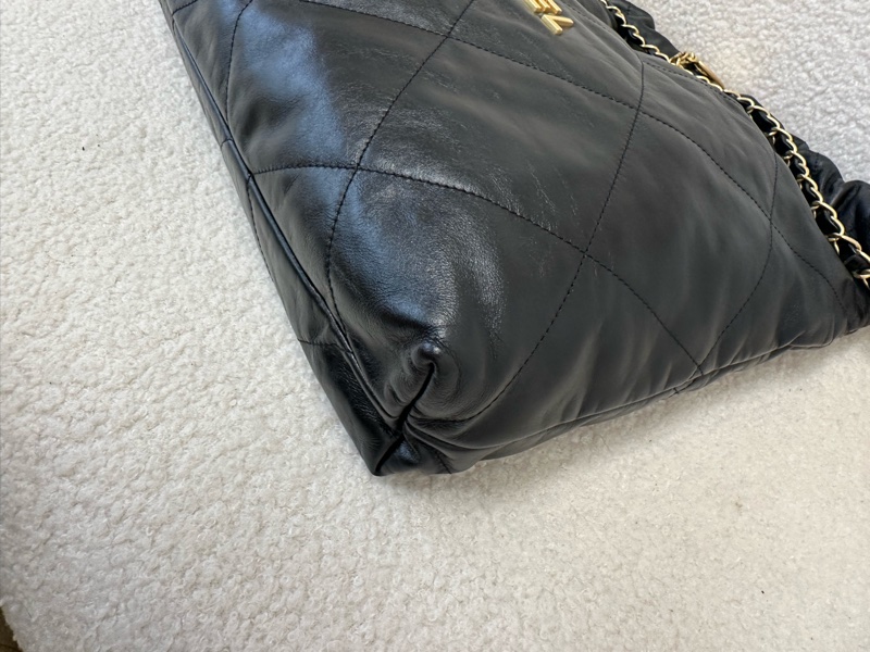 香奈兒22bag晶片款斜挎包 黑色牛皮｜專櫃購入｜晶片款｜雷射刻印-12