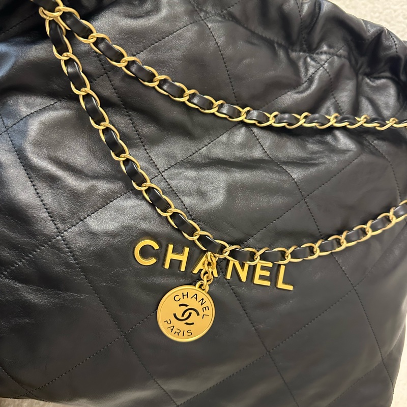 香奈兒22bag晶片款斜挎包 黑色牛皮｜專櫃購入｜晶片款｜雷射刻印-13